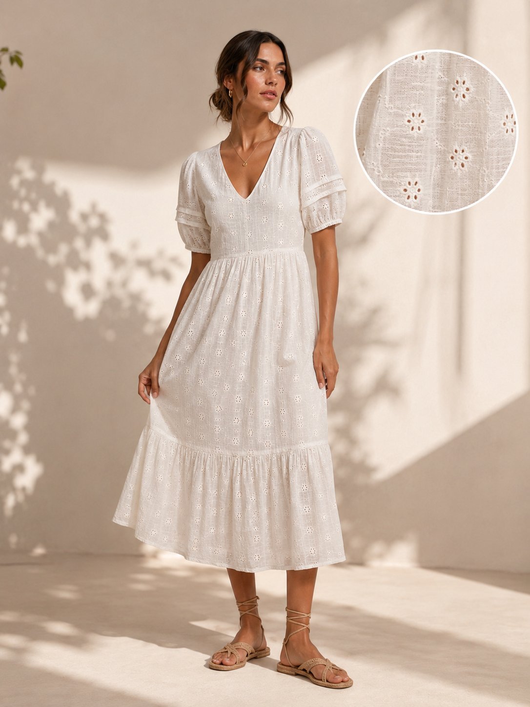 Robe stradivarius off white broderie anglaise 