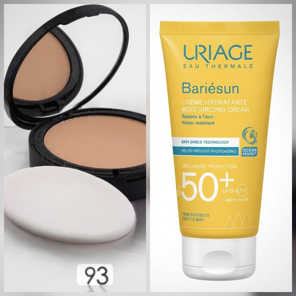 Lot: Écran solaire spf 50+ résiste à l'eau et crème hydratante au même temps + fond de teint marque clara made in turkey