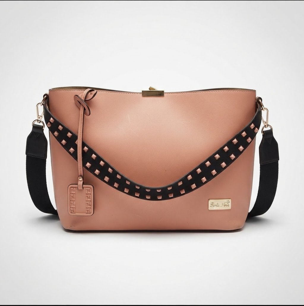 Sac en cuir Avec deux bondeliére +trousse en cuir men de5el et sac yrfa3 bel behi marque Perla Nera 