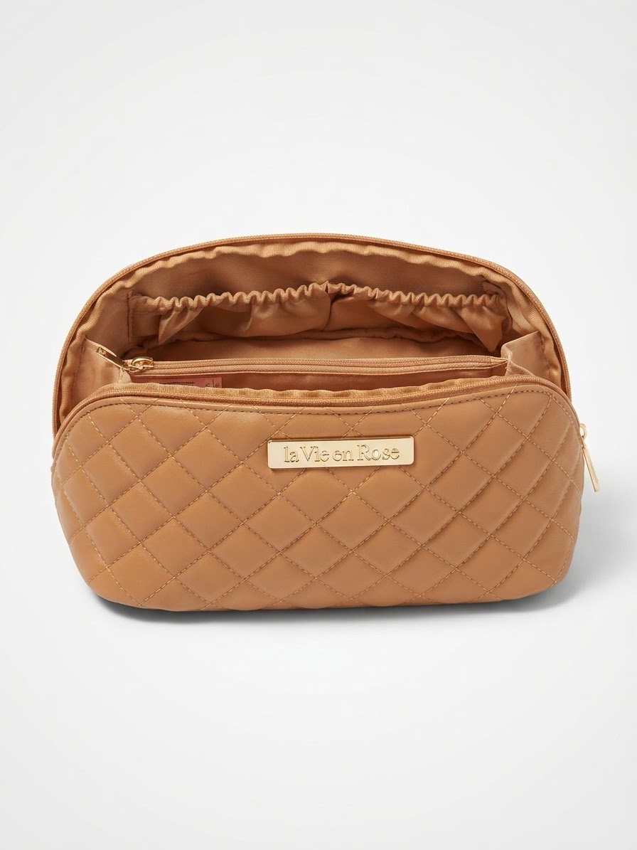 Trousse la vie en rose camel 