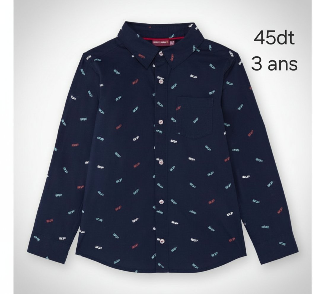 Chemise sergent major bleu a motifs
