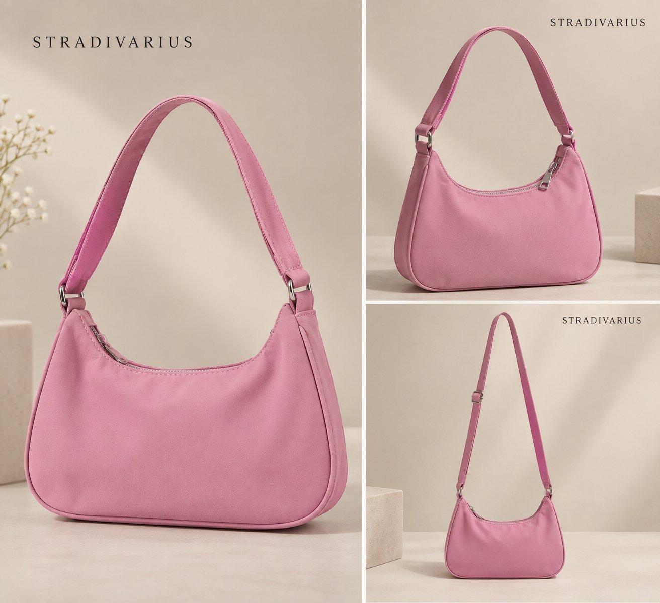 Sac à main baguette rose