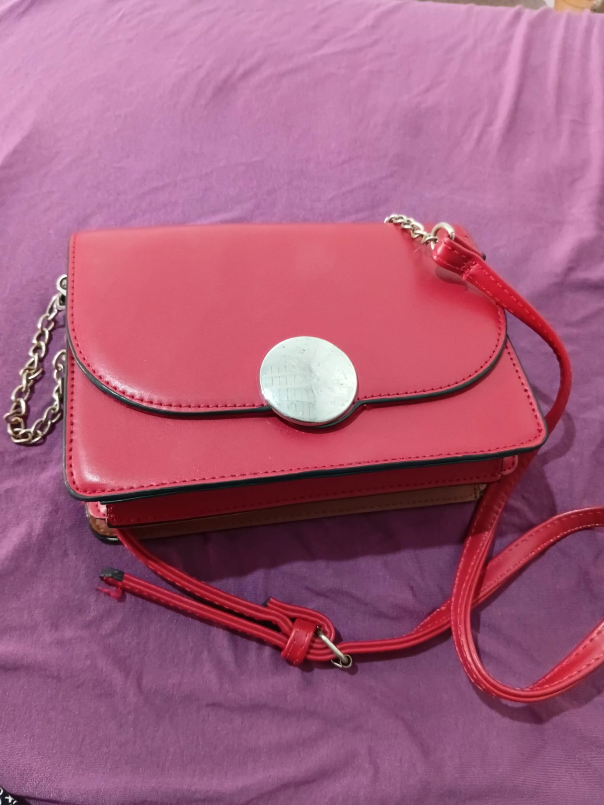 Sac à main double couleur rouge et marron 