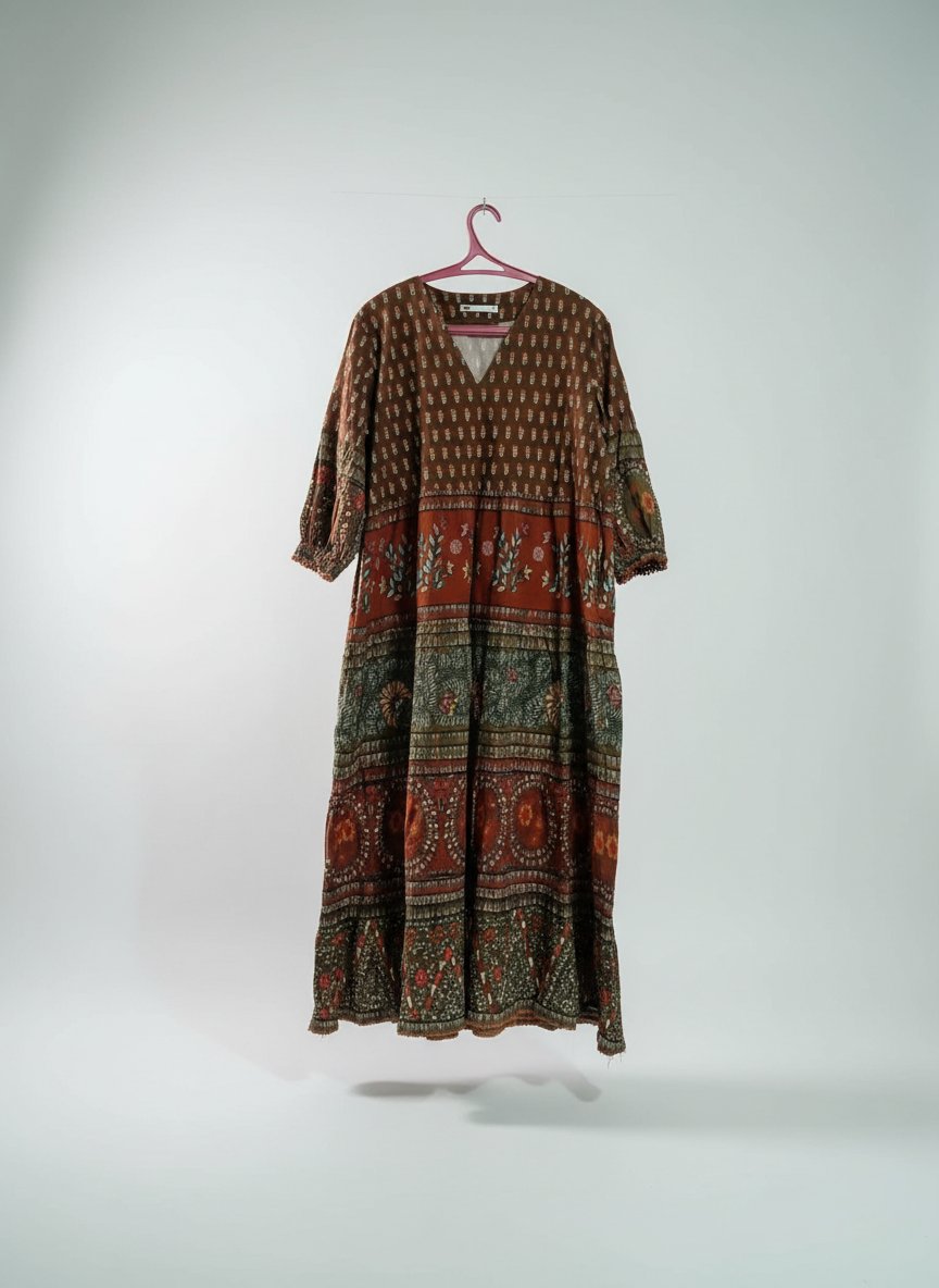 Robe bohème fleurie marron 