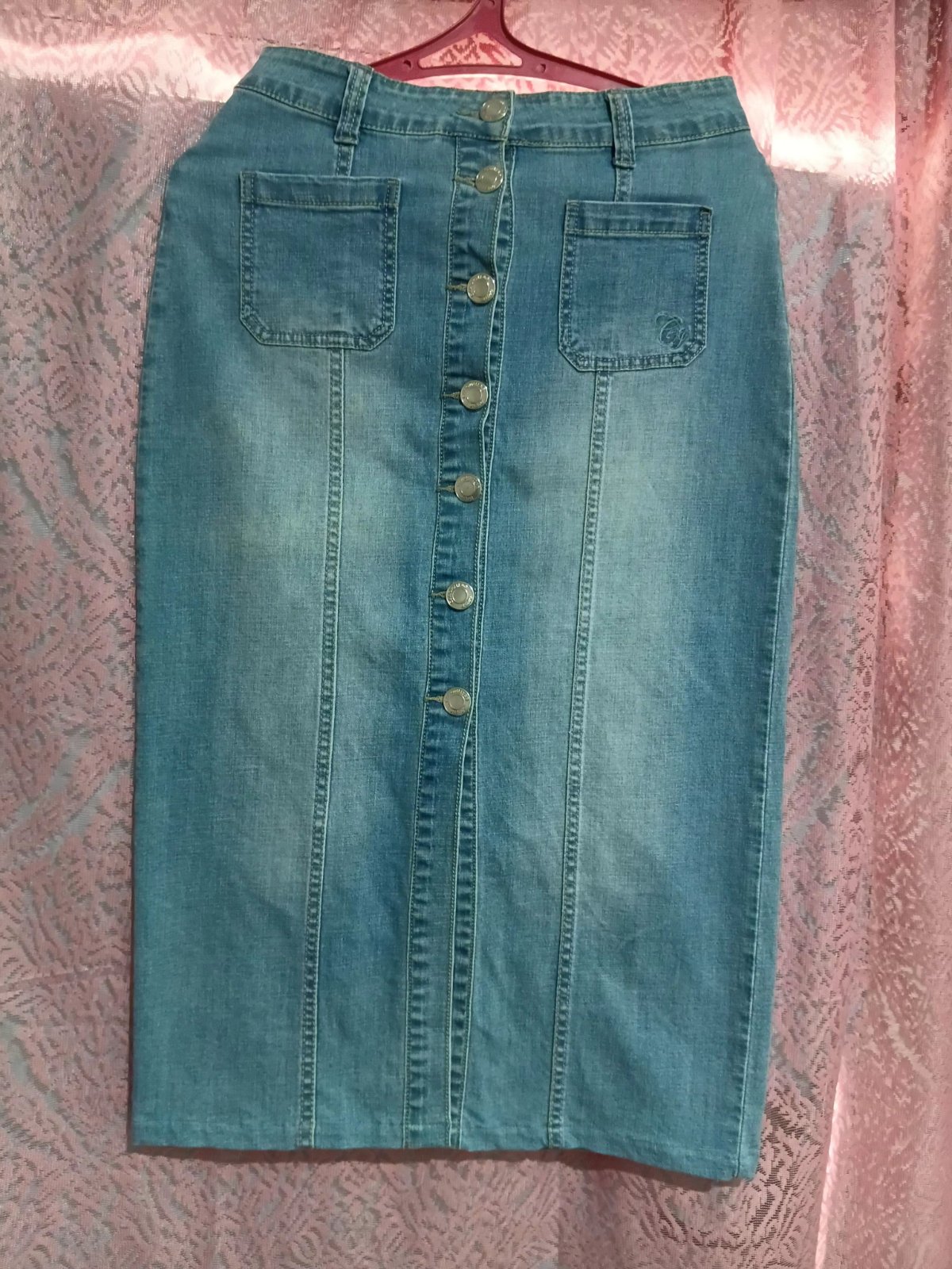 Jupe jeans mi long