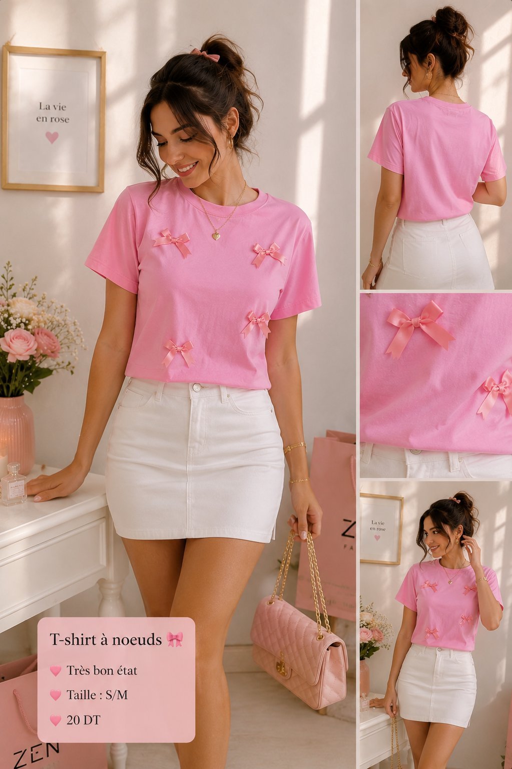 Pull rose avec papillon 💓