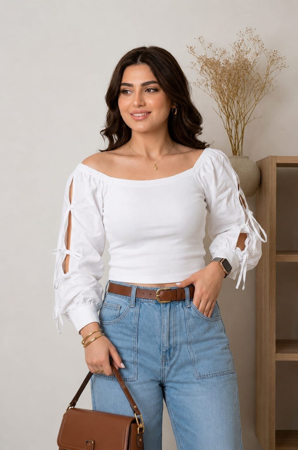 Pull blanc (kastelo) avec ceinture gratuit 🤎🤍