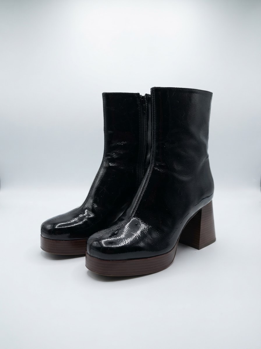 Boots en noir cuir