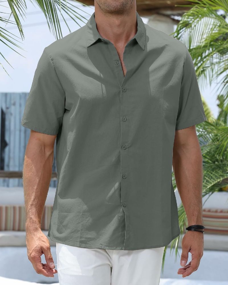 Chemise gris CANDA pour homme manche courte 100% coton de taille s