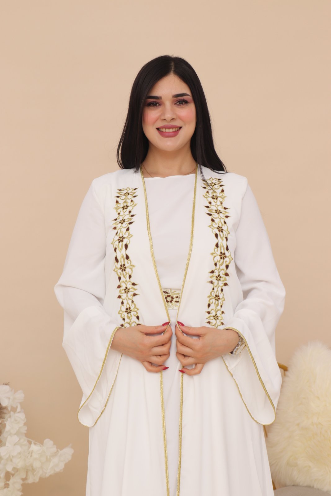 Abaya+fond de robe+ceinture tissu prada