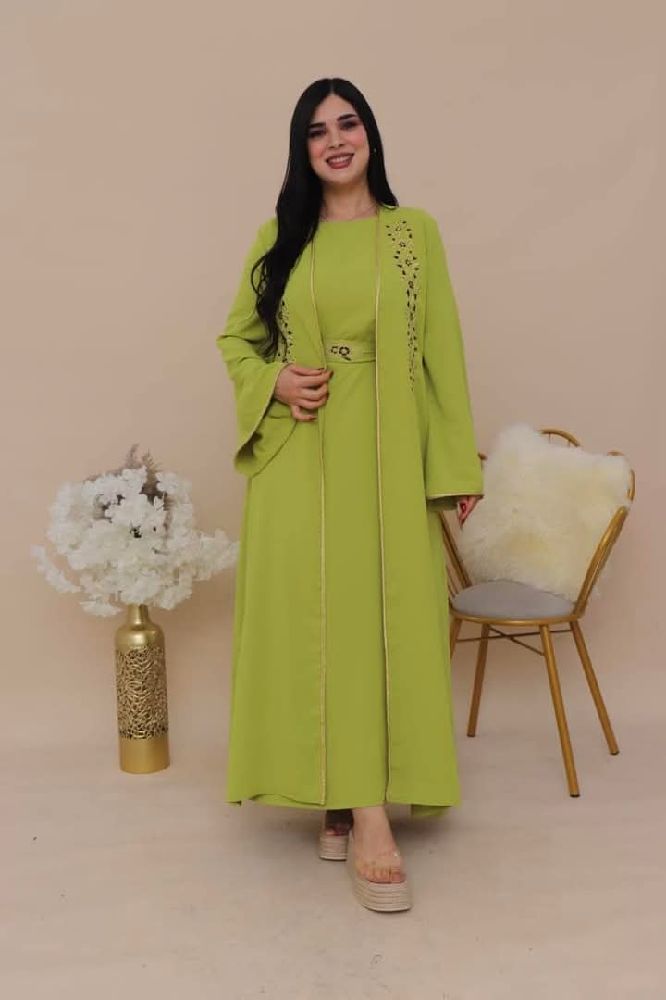 Abaya+fond de robe+ceinture tissu prada 