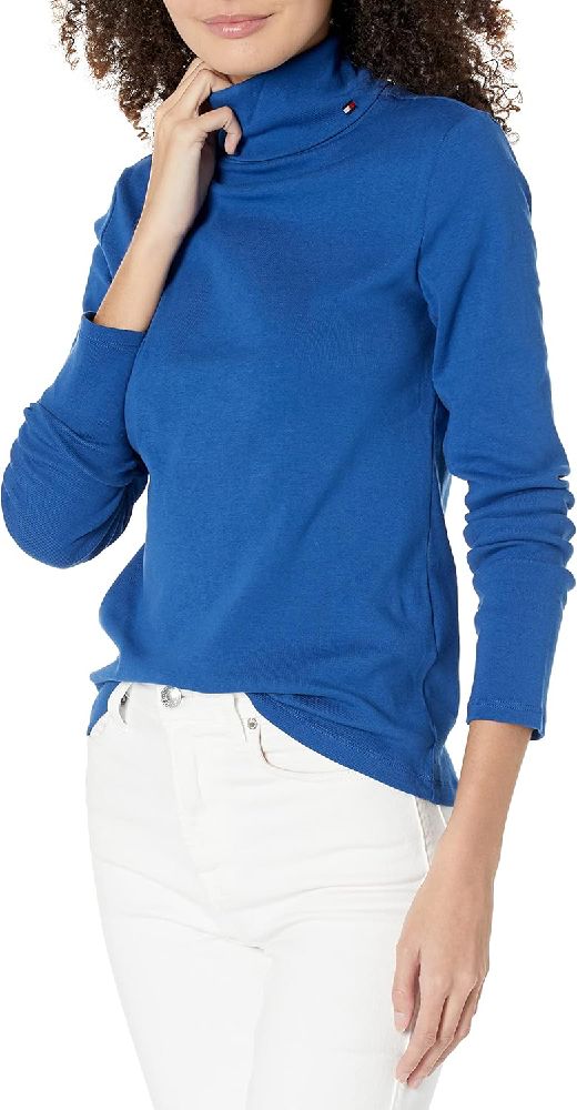 Pull col montant bleu