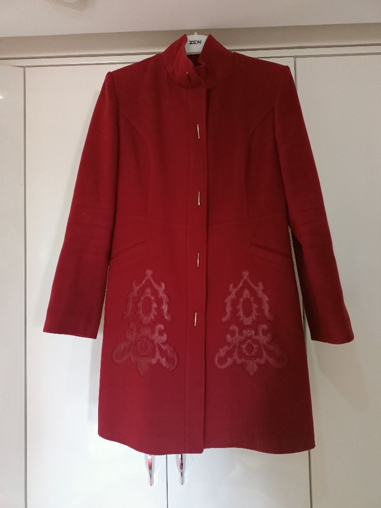 manteau cachemire avec détails en cuir