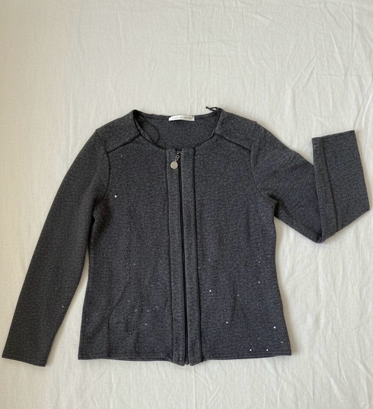 Gilet zippé gris à paillettes - Armand Thiery (T3)
