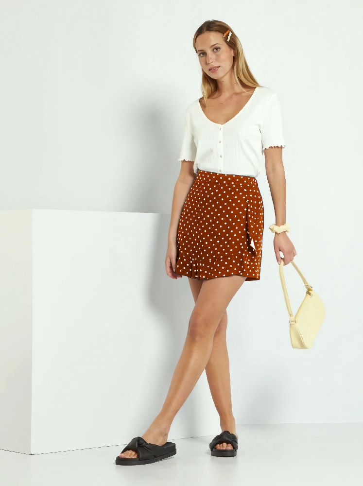 POLKA DOT JUPE SHORT CAMEL 