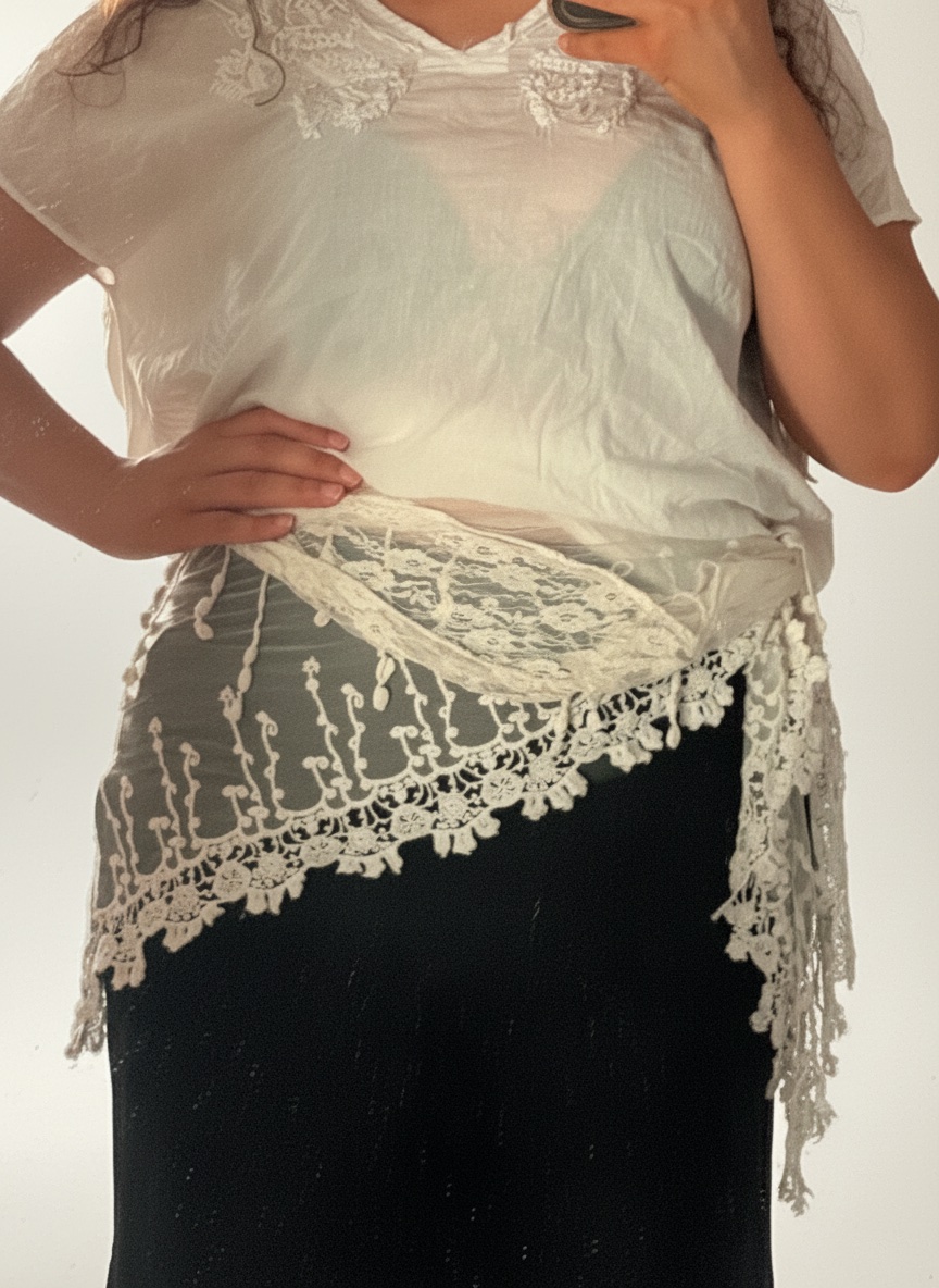 Ceinture/Foulard en dentelle blanche 