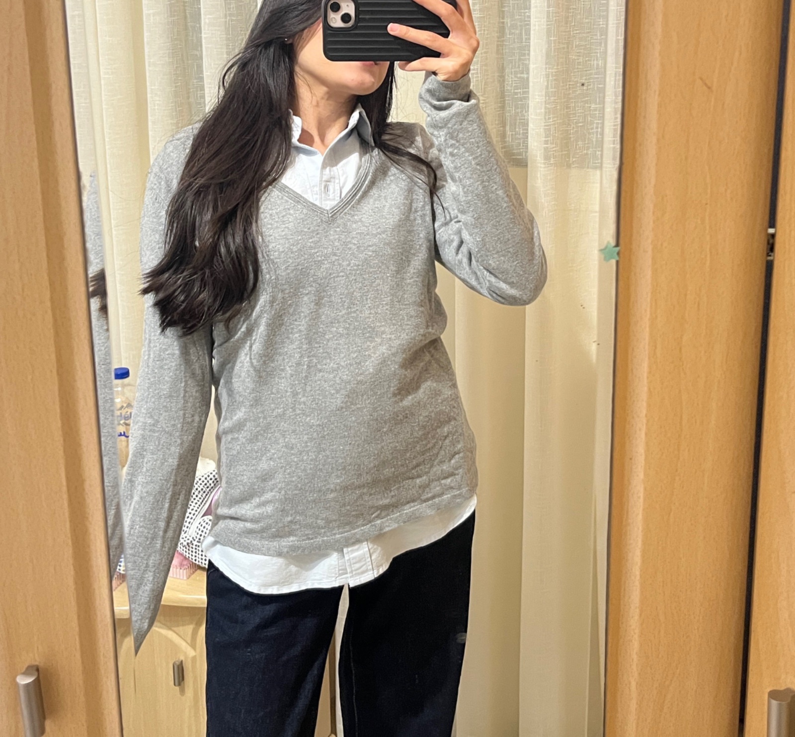 Pull gris col V 