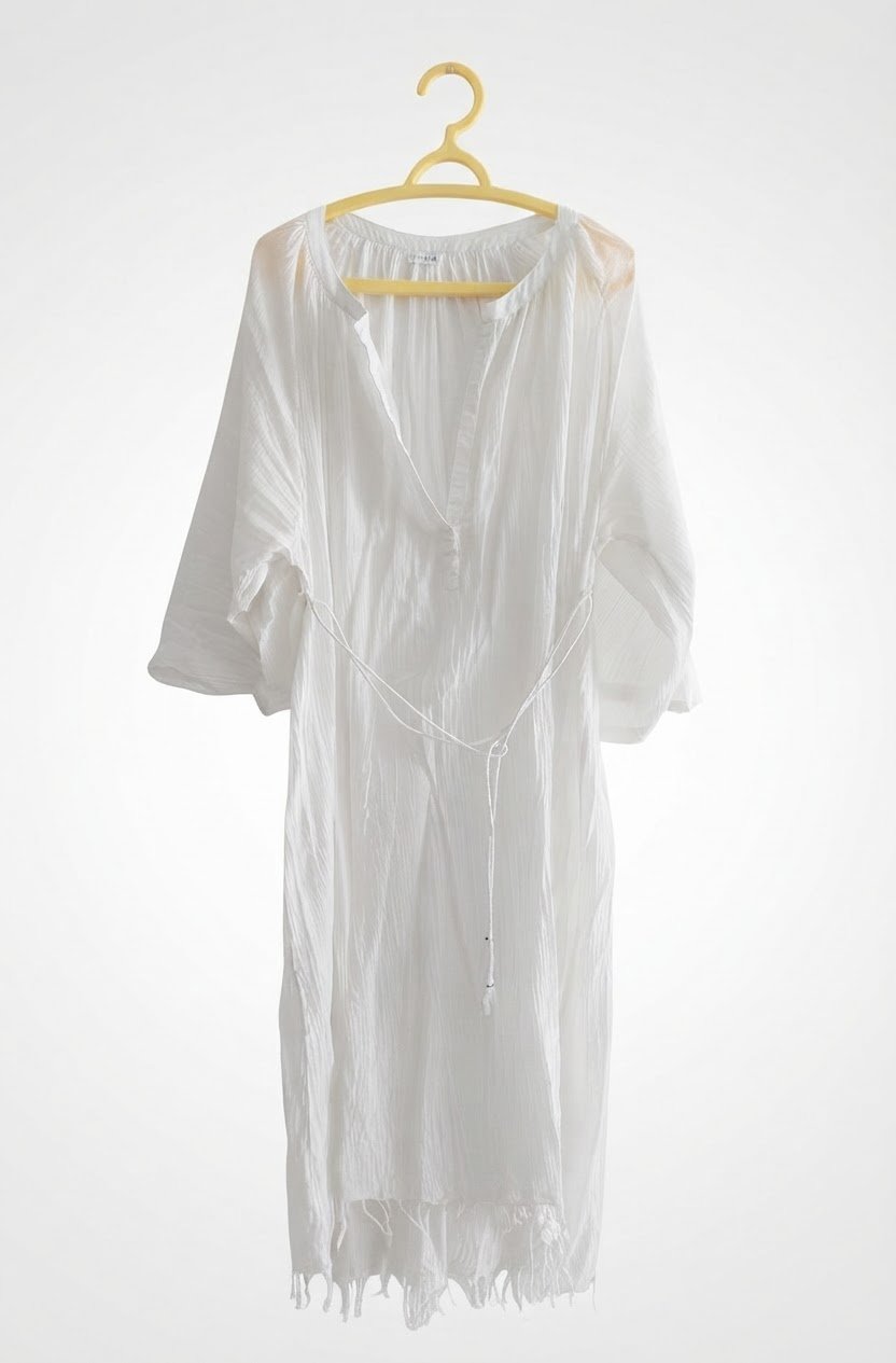 Tunique longue en gaze de coton blanche de la marque Oysho