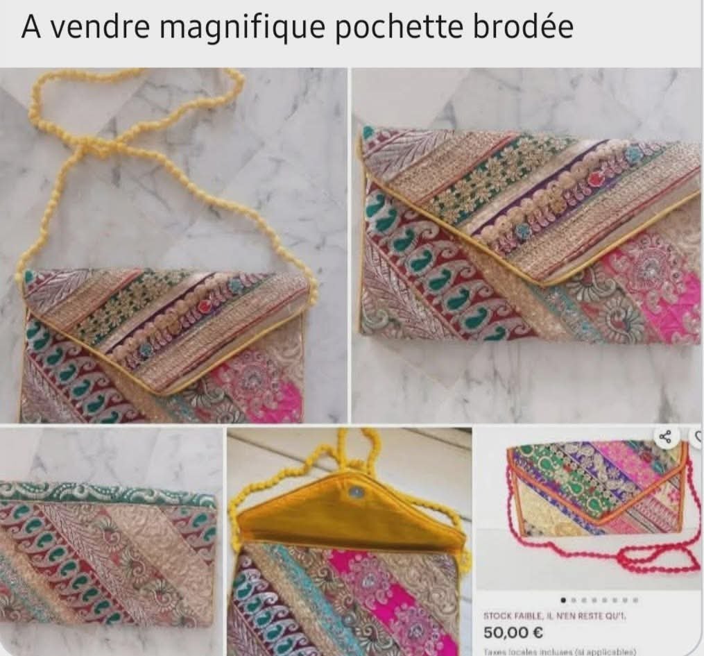 Pochette brodées contil