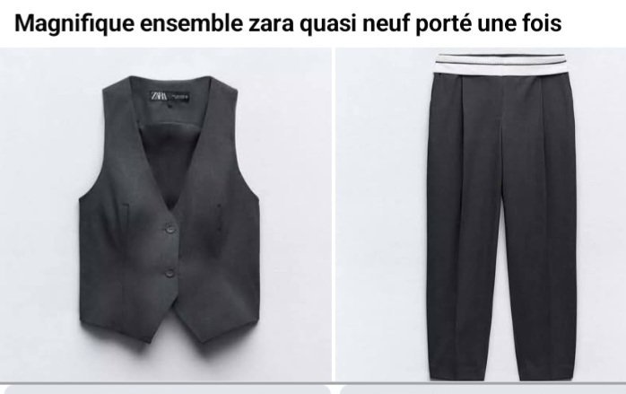 Ensemble zara, Le haut taille s et le bas taille xs mais ilabbes taille s, quasi neuf