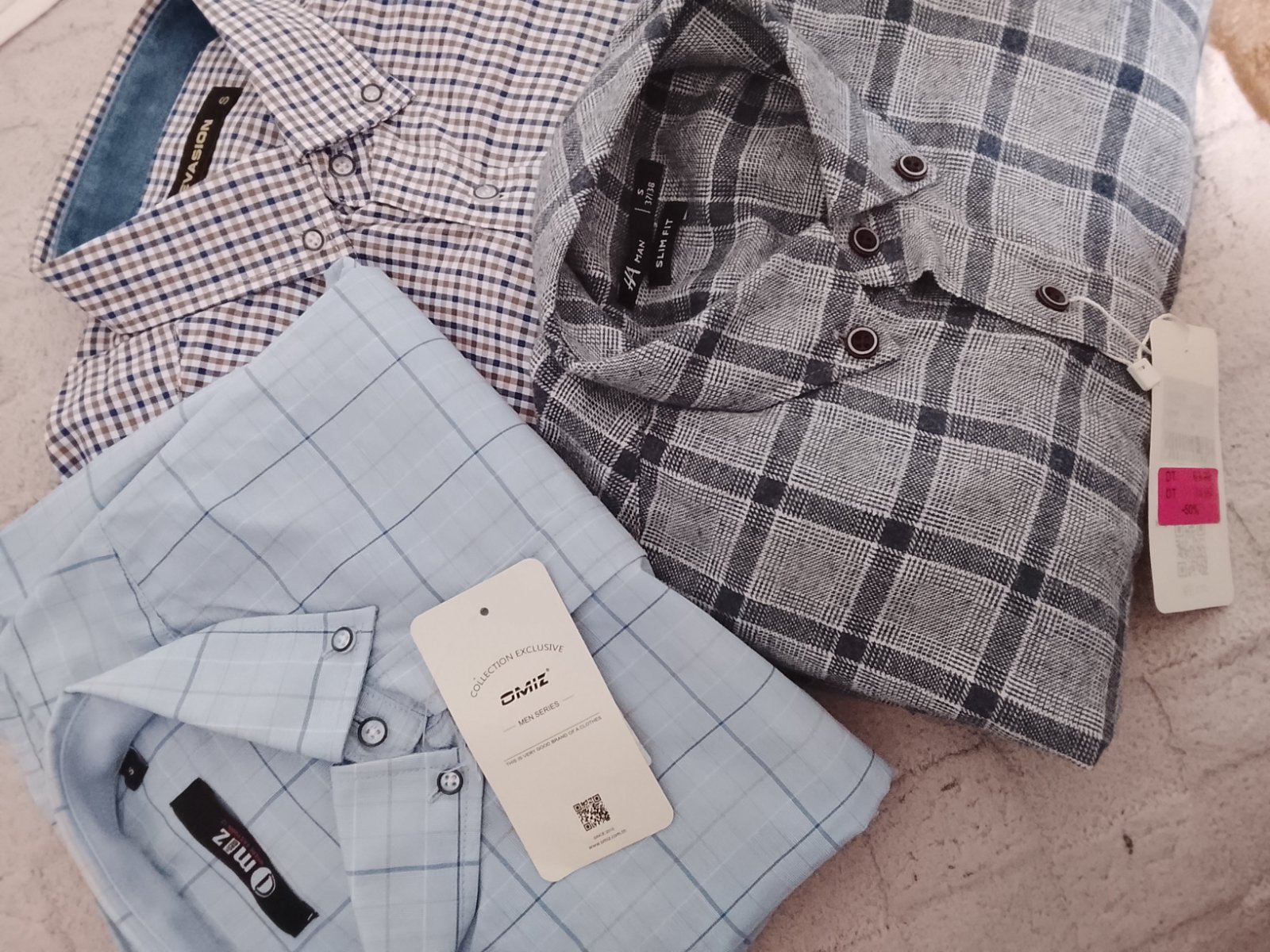 Promo 2belle chemise manche longue et chemise bleu ciel manche courte