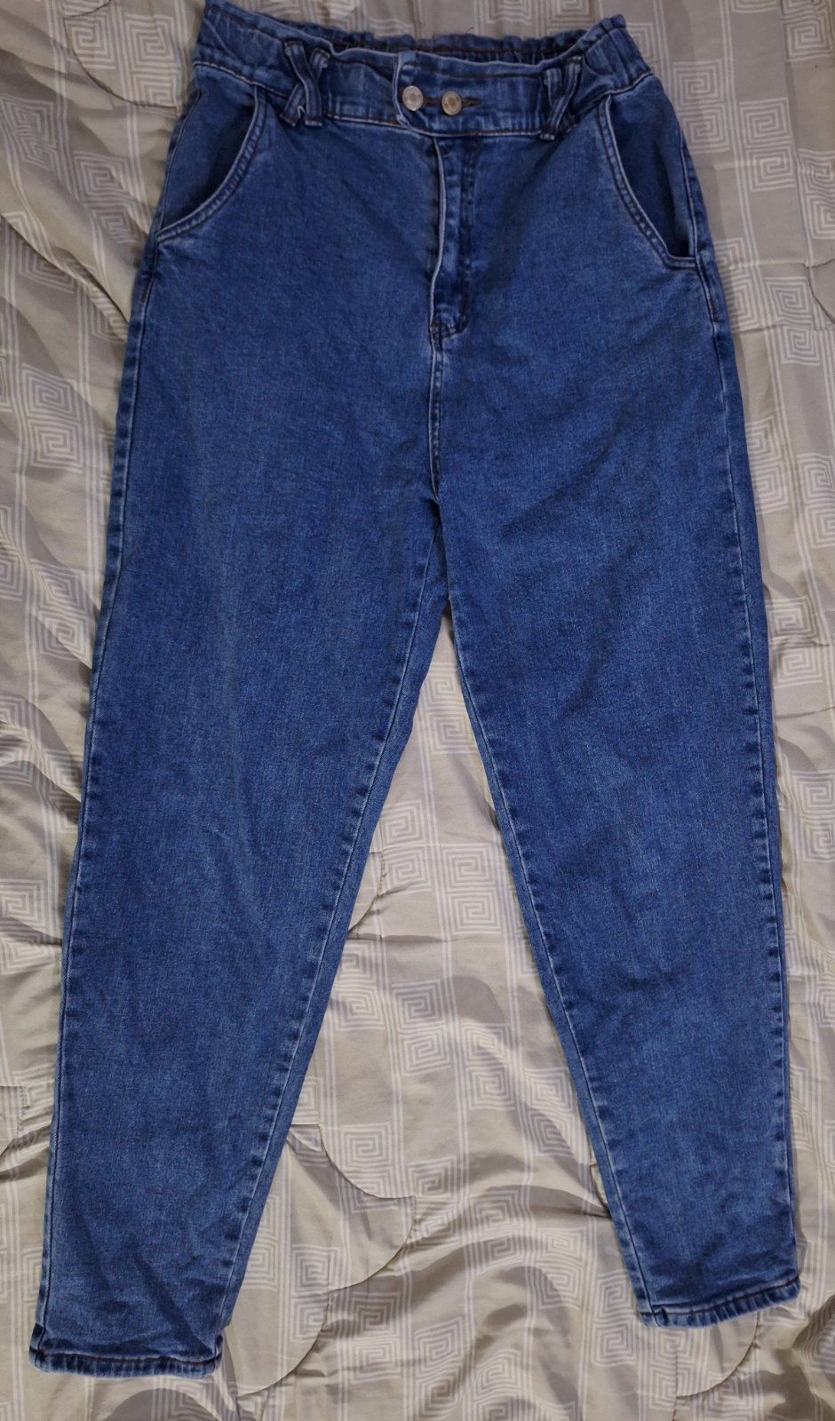 Jeans mom fit taille haute