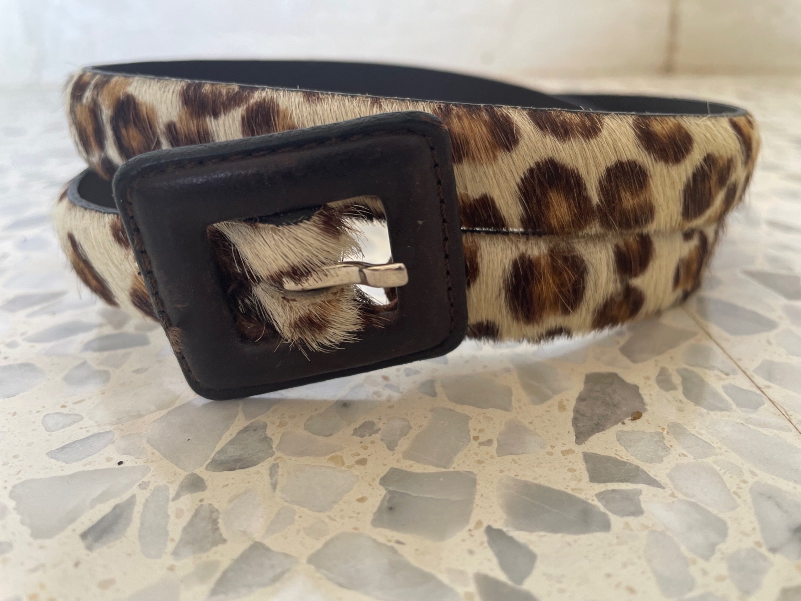 Ceinture leopard cuire poulain syntetique 80cm taille "xs" ou "s"