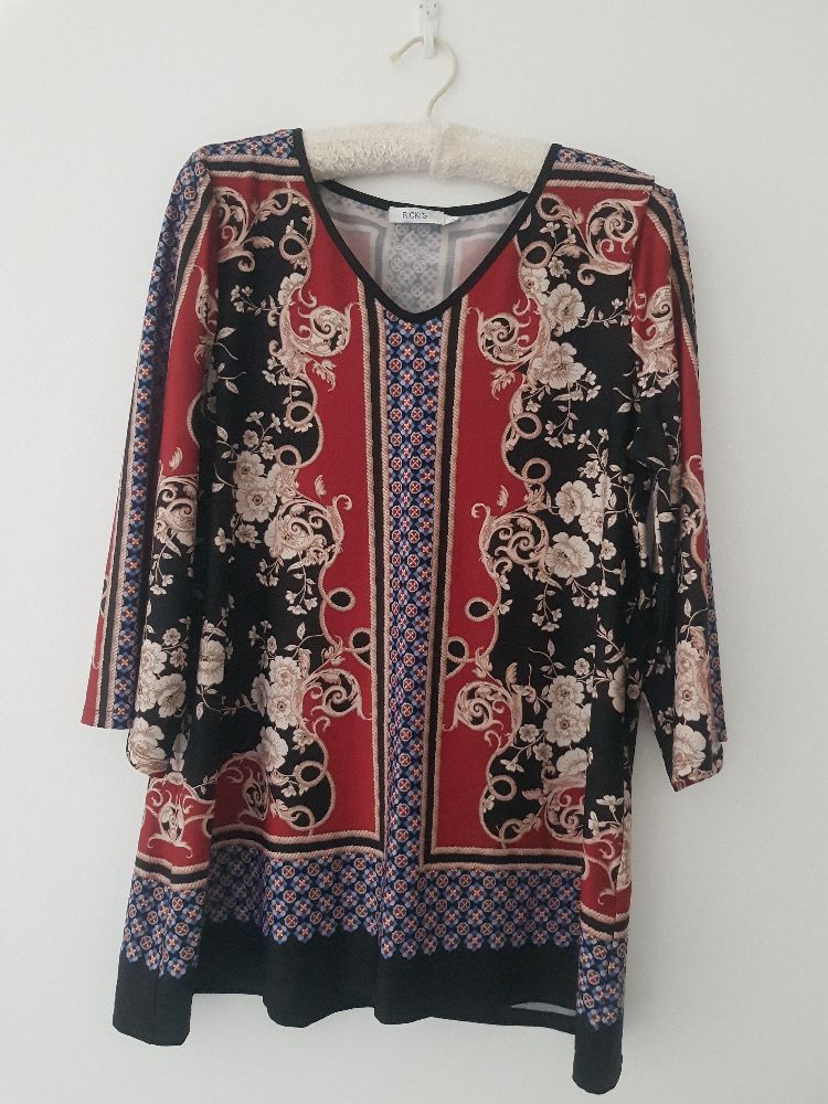 Haut neuf pour femme motif floral manches 3/4 tissus jersey fine 
