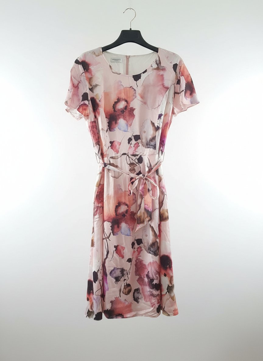 Robe  Gerry Weber imprimé floral rose tissu satiné en bon état taille 40