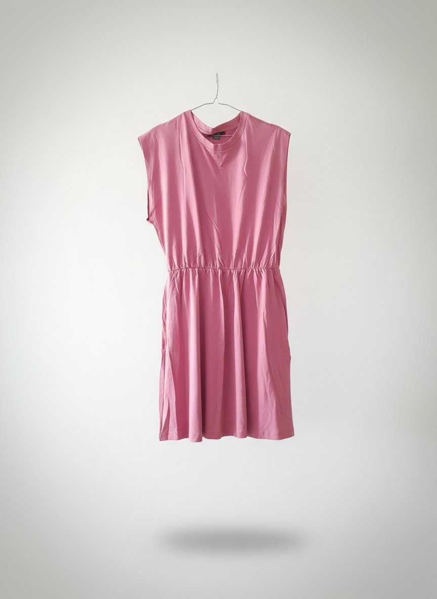 Robe rose de la marque esmara jamais portée  courte en coton sans manches avec une taille froncé