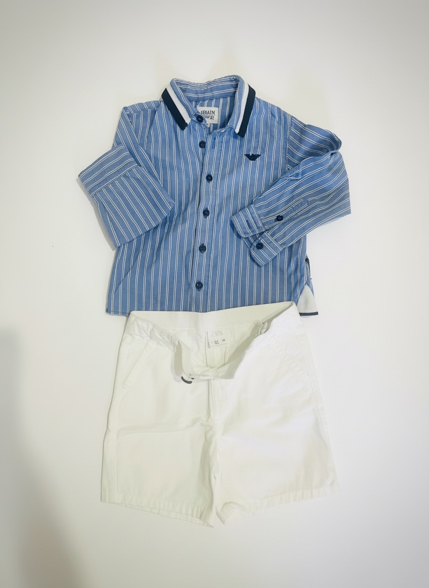 Tenue chemise ARMANI JUNIOR et short Zara kids taille 2-3 ans 