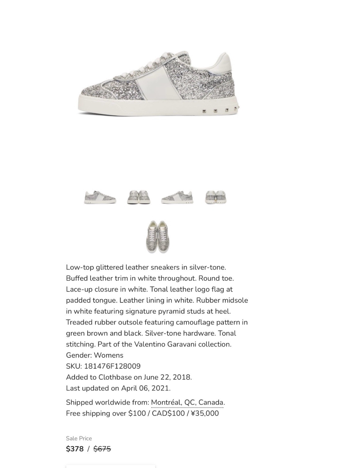 Valentino Silver Valentino Garavani Glitter Flycrew Sneakers