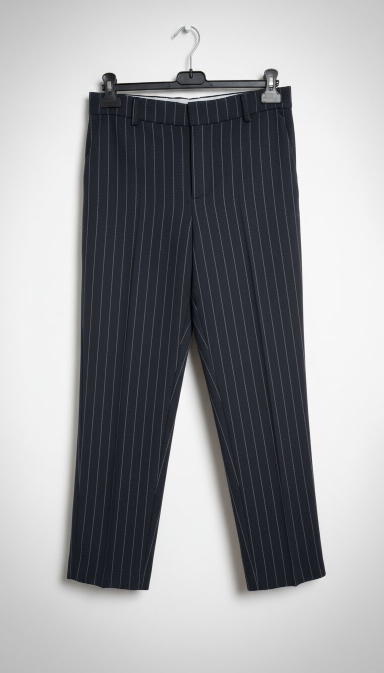 Pantalon bleu marine rayé 