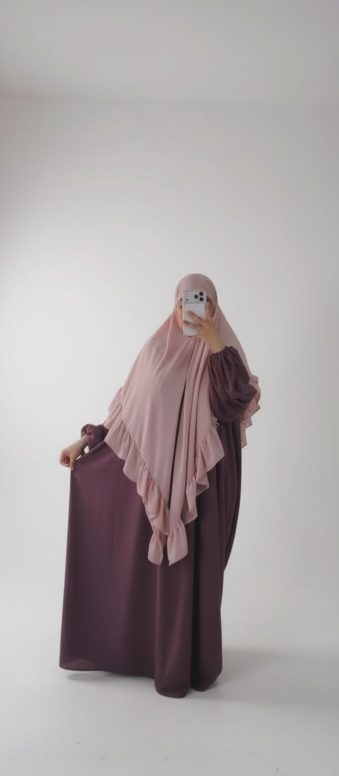 Foulard avec volant rose poudré 