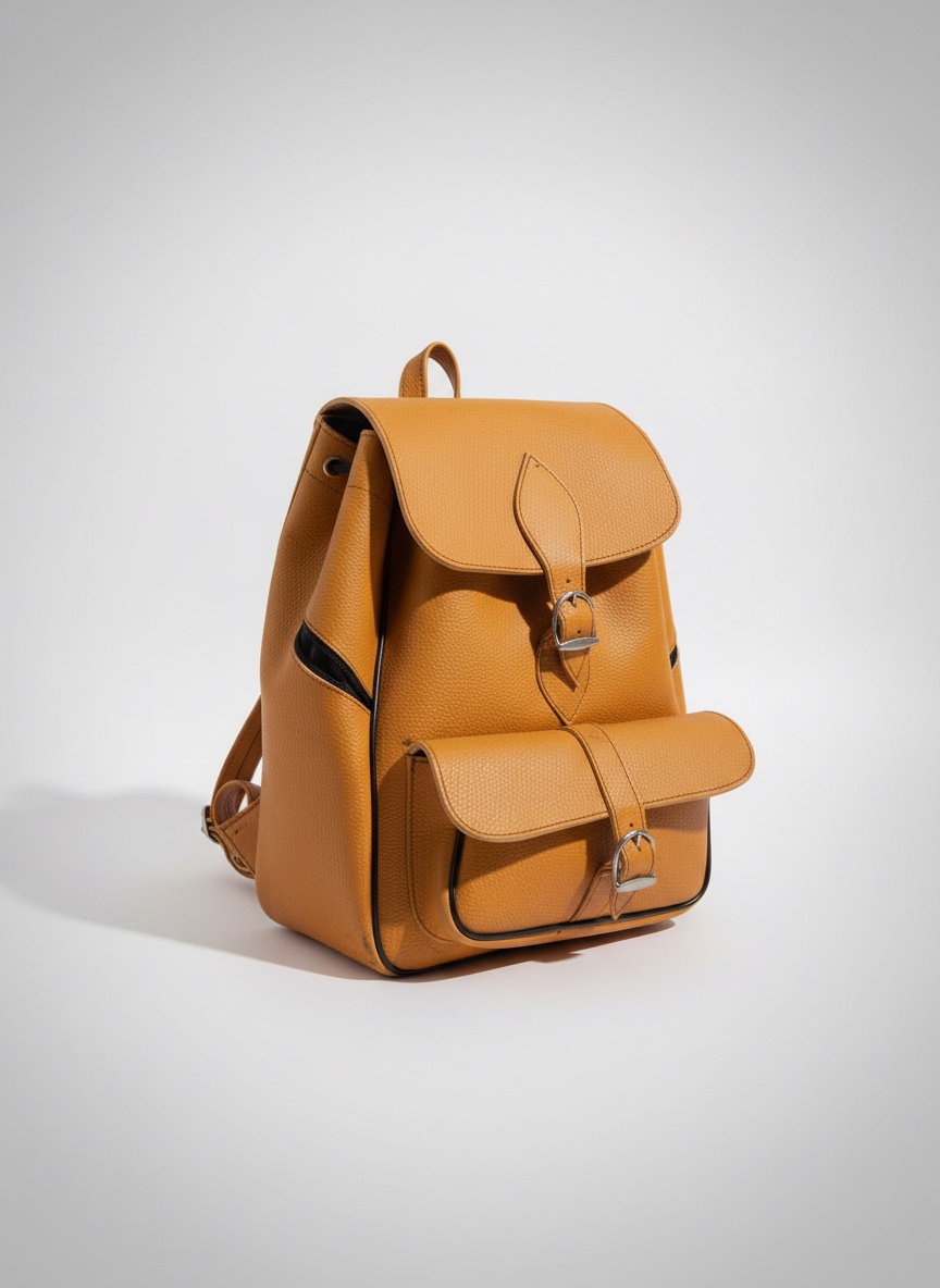 Mustard Yellow Leather-Style Backpack
