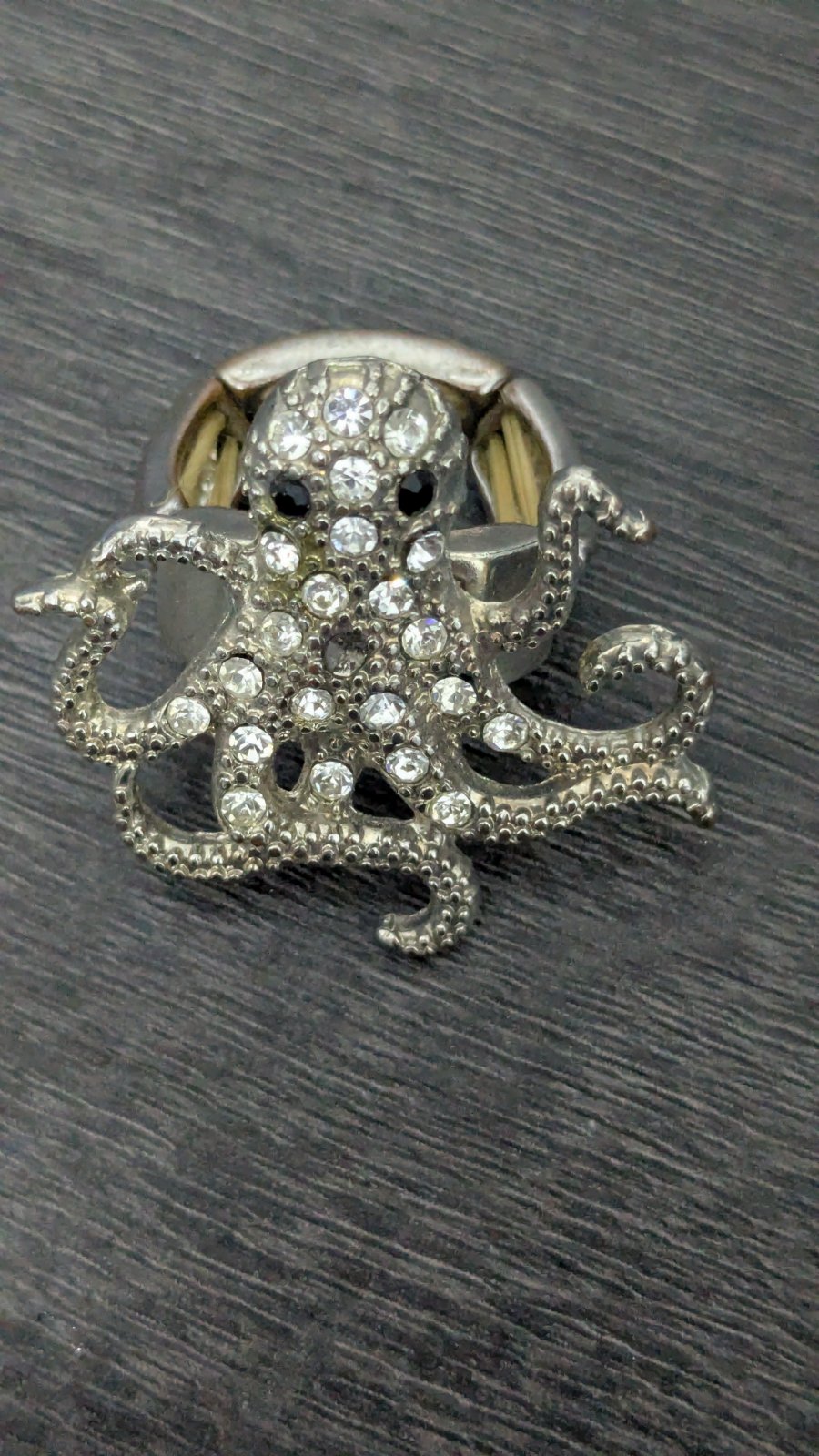 Pour fillette Bague élastique pieuvre – Plaqué argent et strass