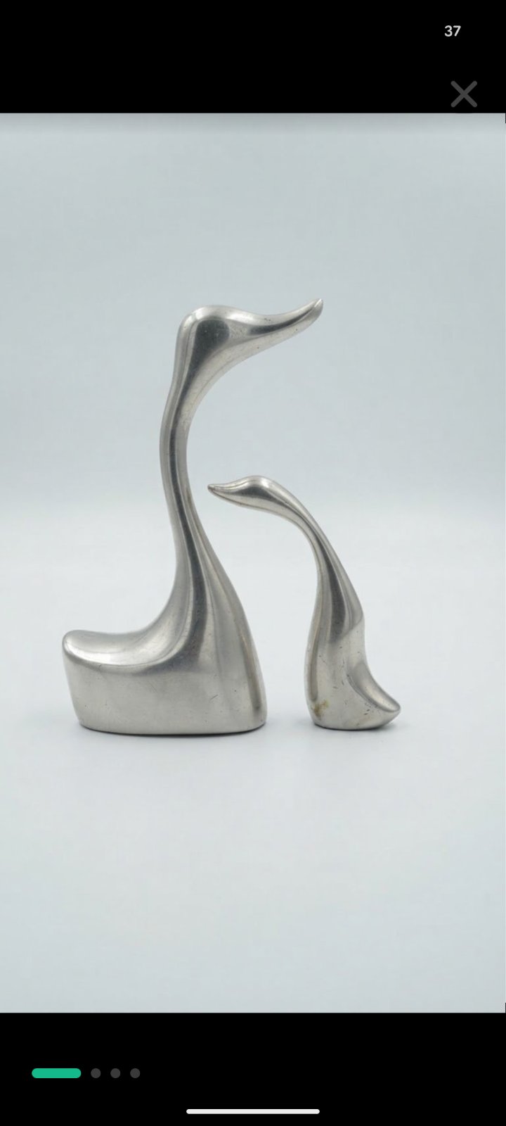 Sculpture hoselton vintage canadienne en métal argenté de luxe signée 
