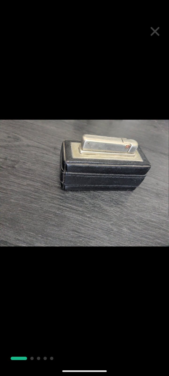  1960 Briquet Kawee (fonctionne) en métal argenté et en cuir pour table ou bureau fabrication KW Allemagne 