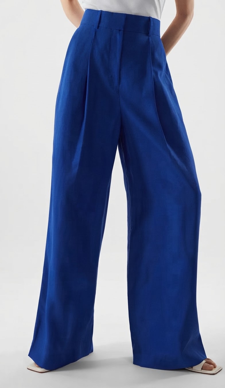 Pantalon large bleu