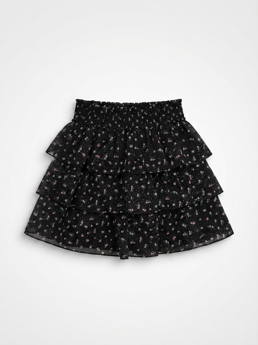 Jupe noire avec motif floral