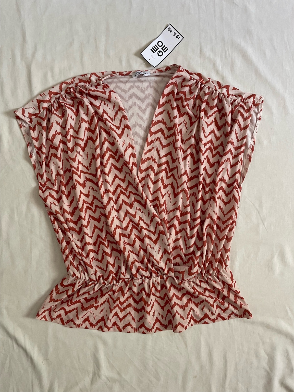Haut gemo cache-cœur imprimé chevron terracotta — taille XXL — neuf avec étiquette