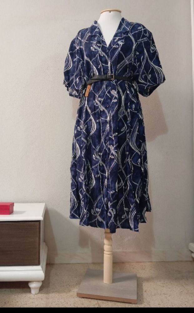 Robe chemise grande taille bleue