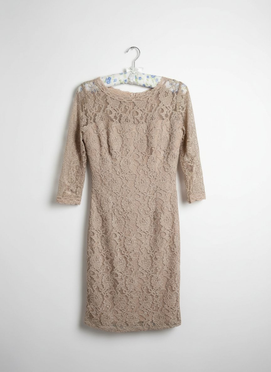 Robe dentelle beige manches trois-quarts taille S