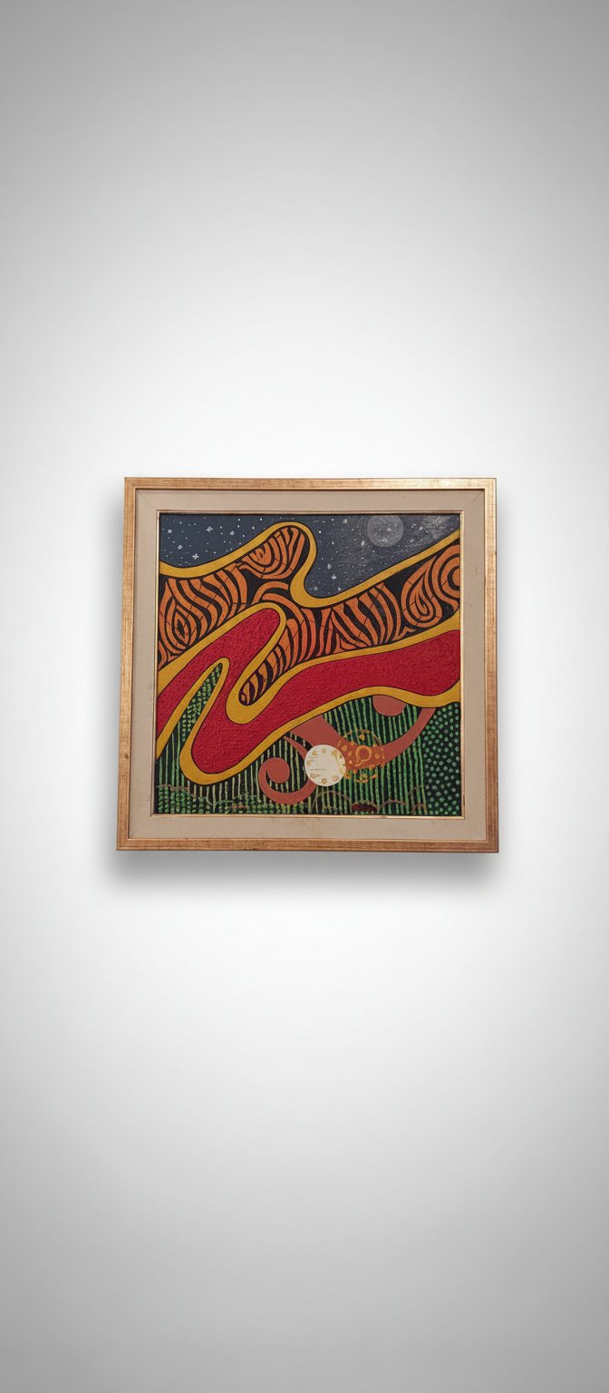 Tableau Abstrait Coloré – Style Vintage & Psychédélique