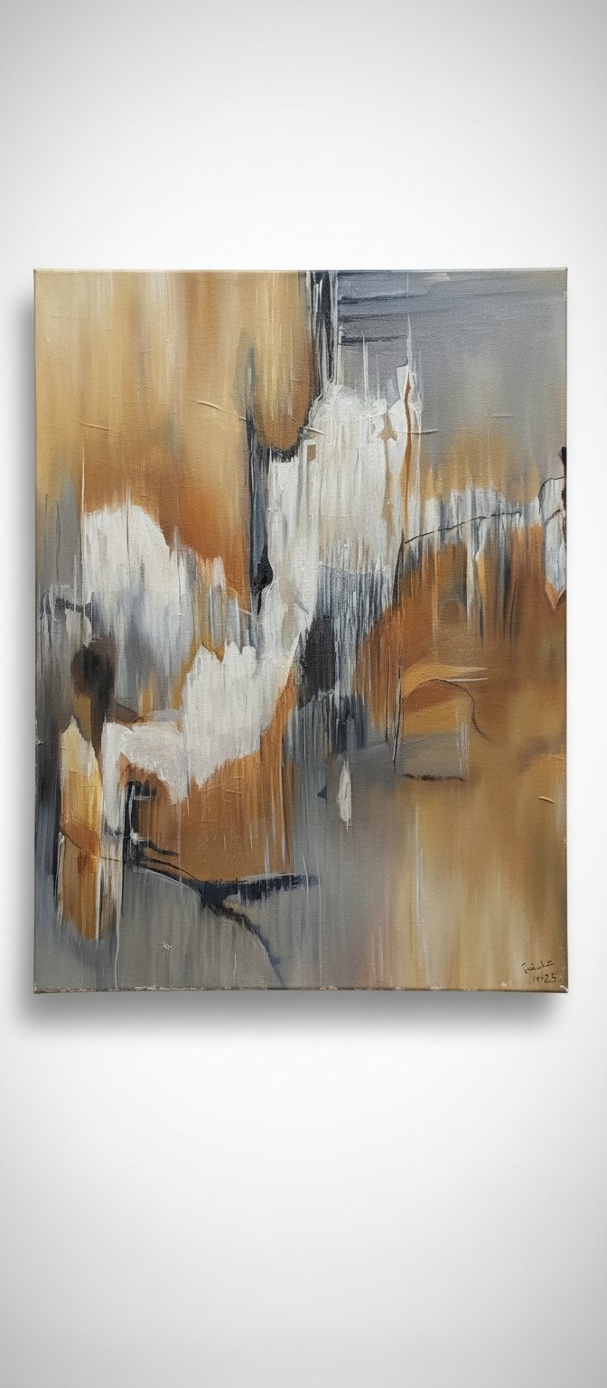 ​Tableau Abstraite Contemporain - Tons Terre & Ocre - 70x50 cm