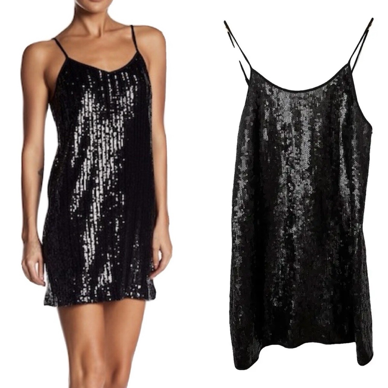 Robe à sequins noire chic et brillante