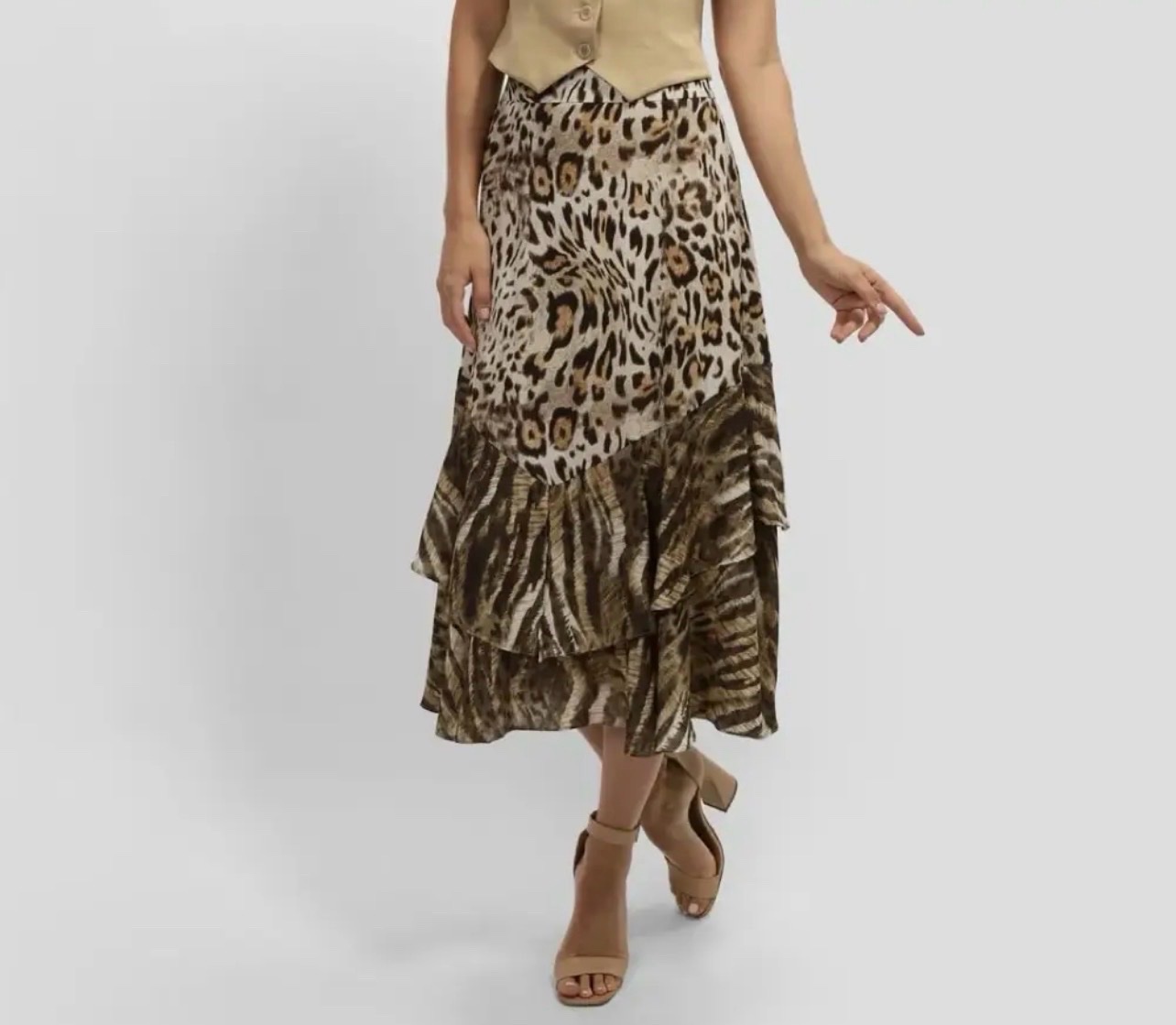Jupe longue asymétrique imprimé animal Leopard Guess