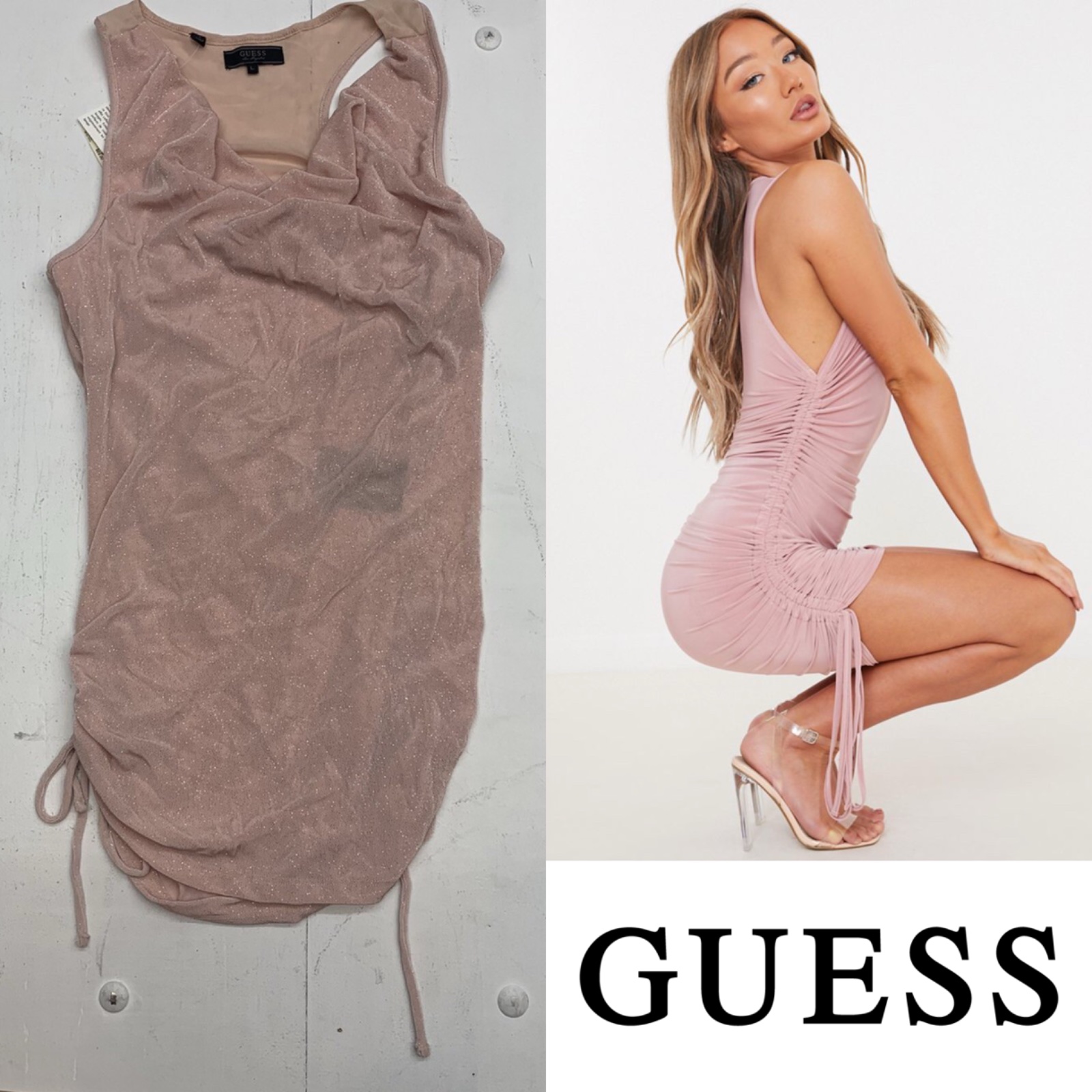 Robe courte scintillante Guess – Rose poudré –