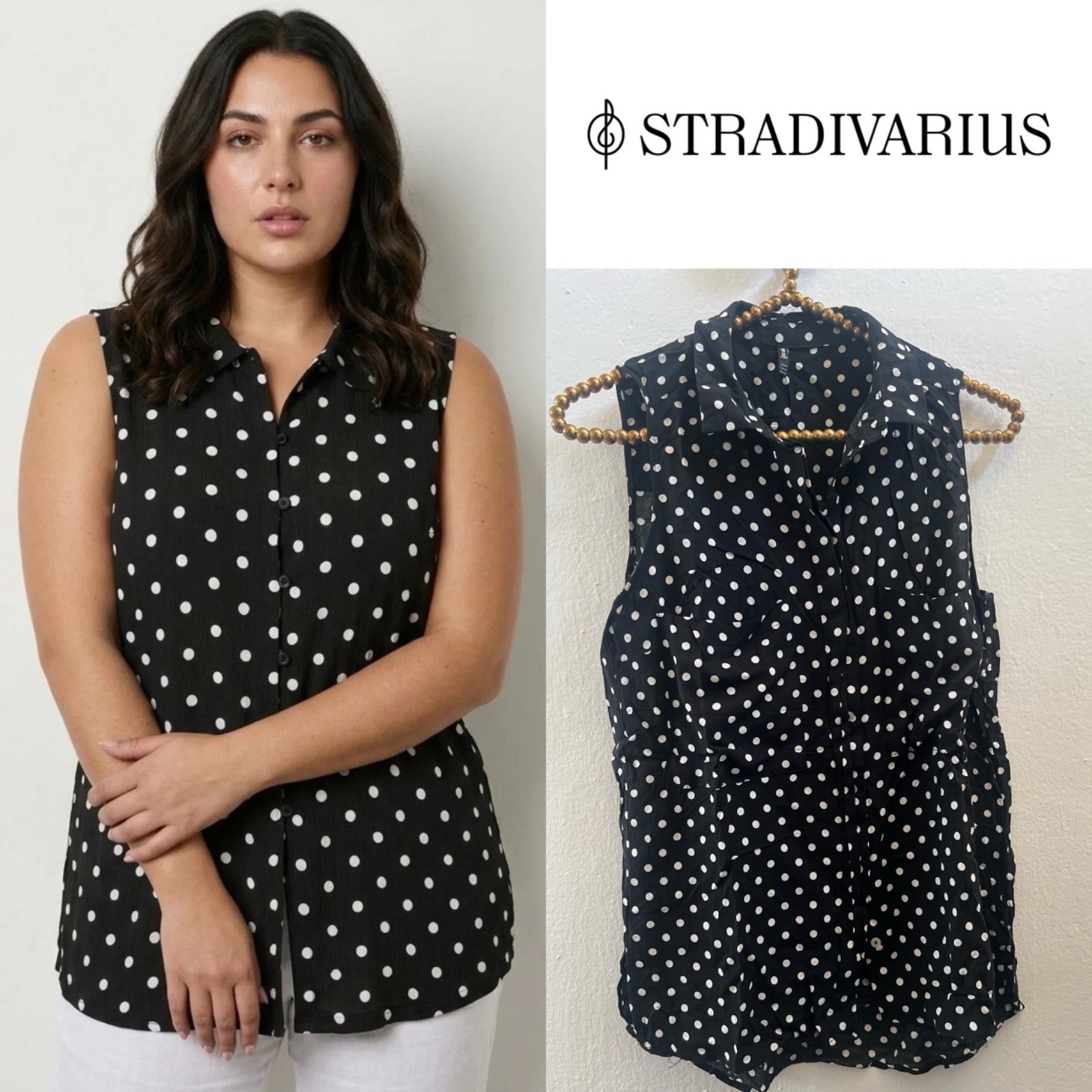 Chemise sans manches à pois Stradivarius