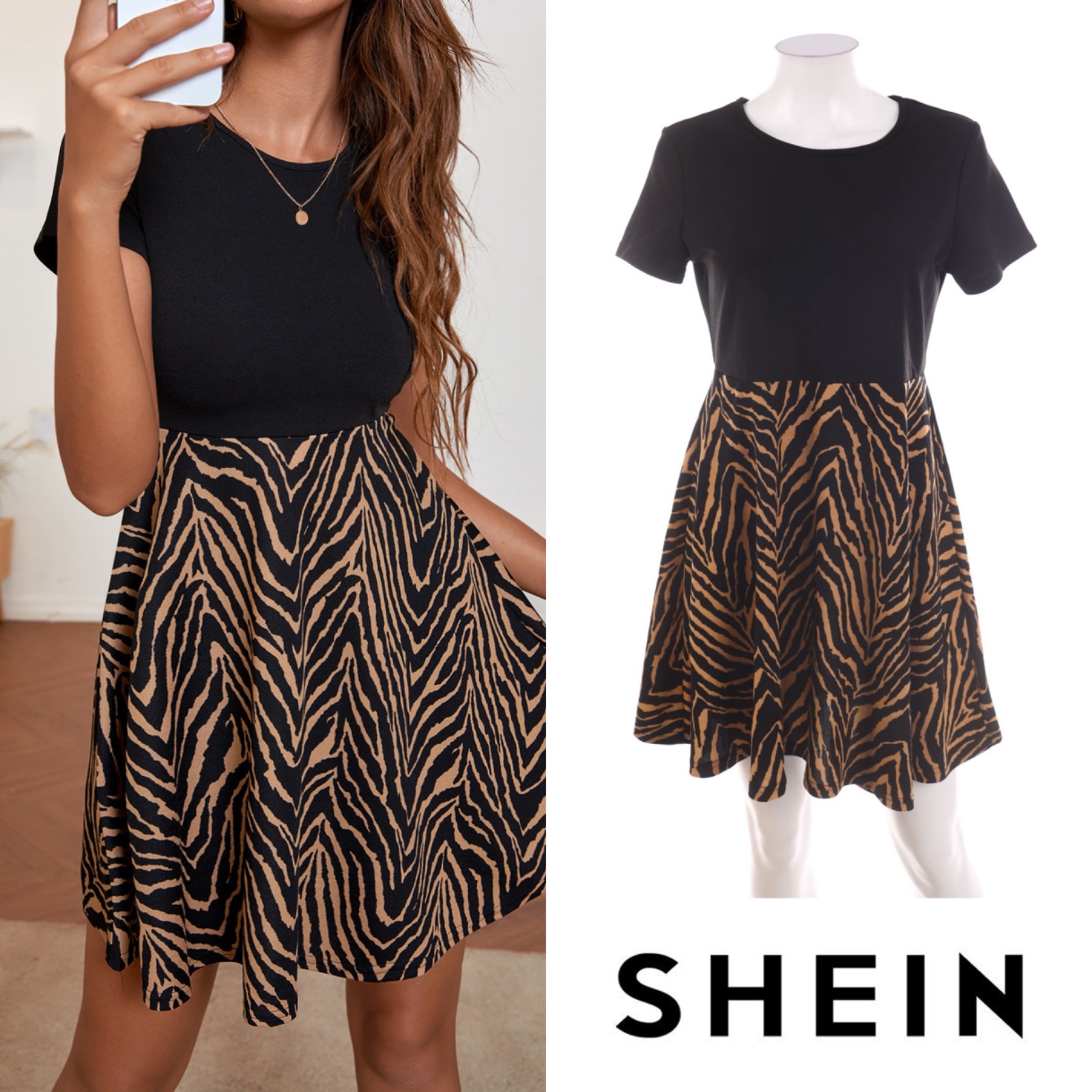 Robe patineuse imprimé zèbre - Shein